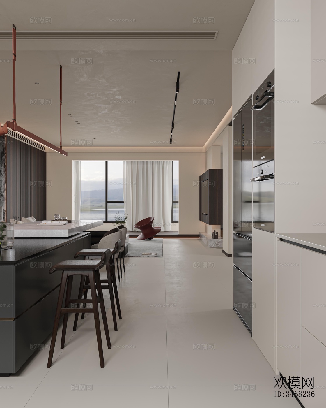 现代大平层效果图下载（渲染图15）