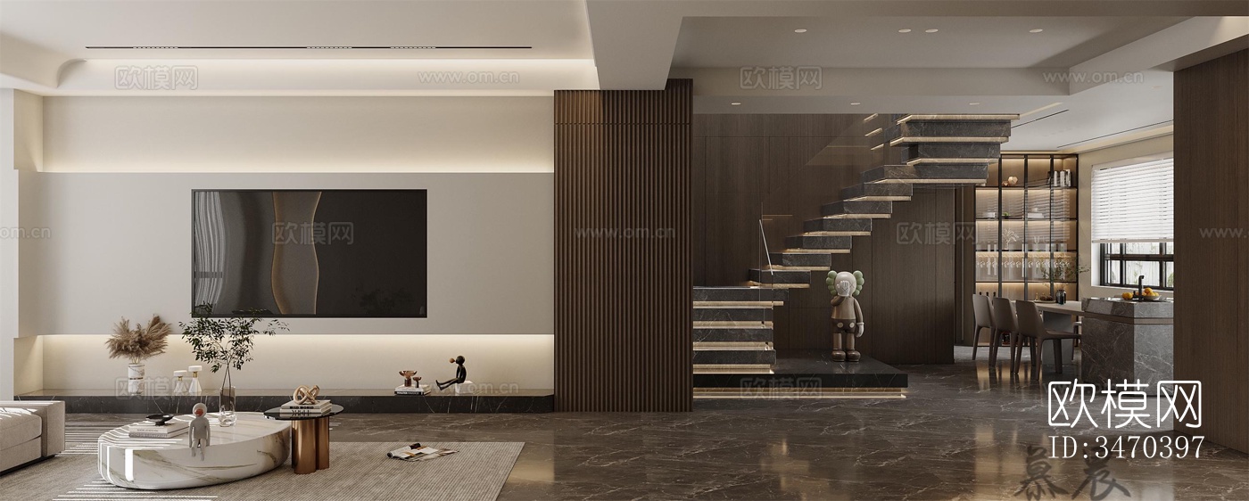 现代平层效果图下载（渲染图3）