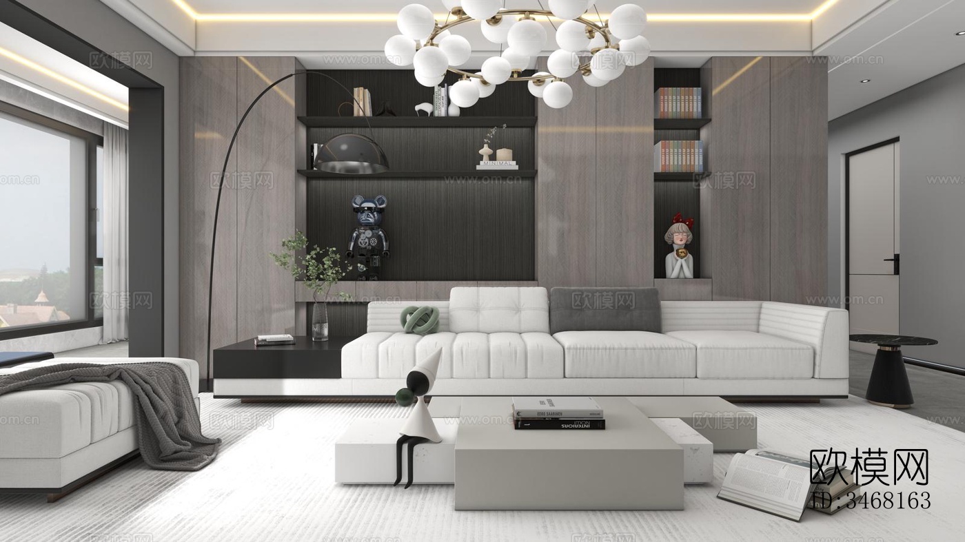 现代大平层效果图下载（渲染图11）