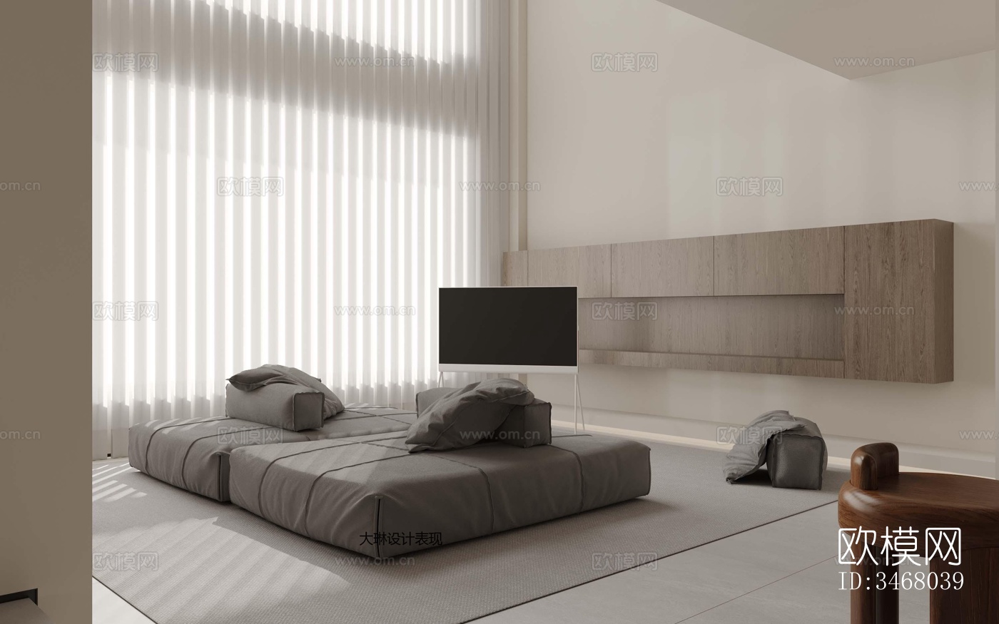 现代大平层效果图下载（渲染图1）