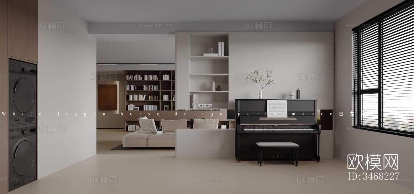 现代大平层效果图下载（渲染图12）