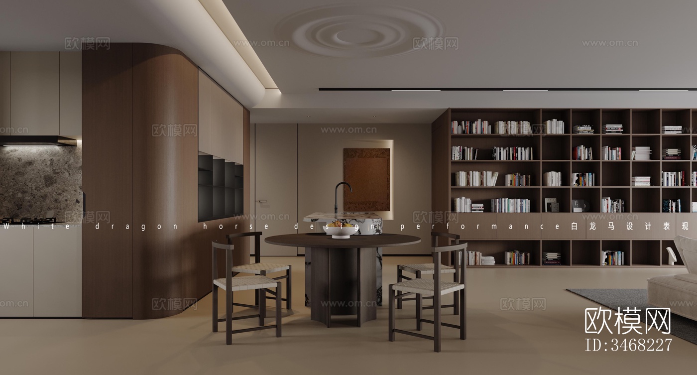 现代大平层效果图下载（渲染图7）