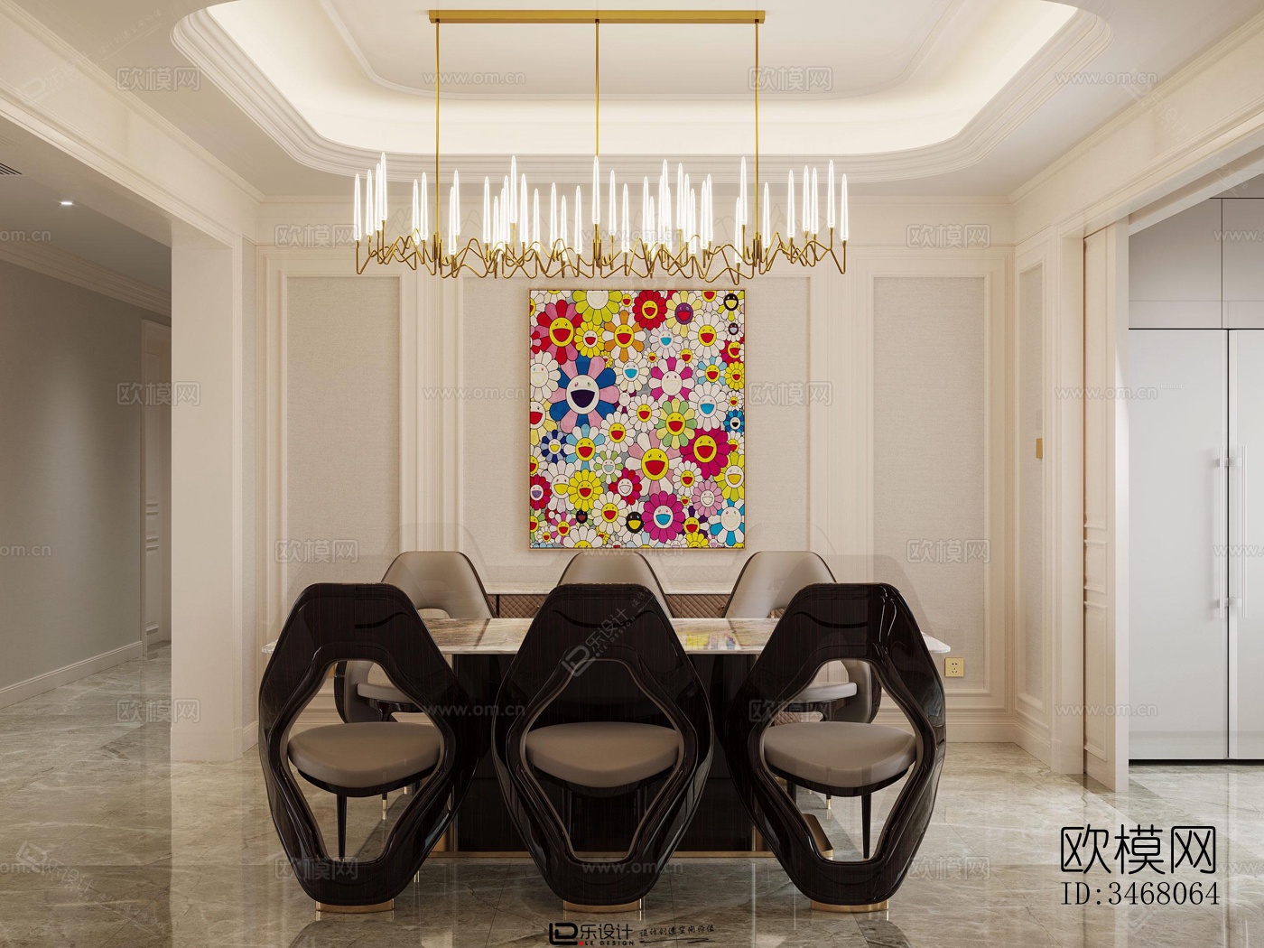 现代大平层效果图下载（渲染图13）