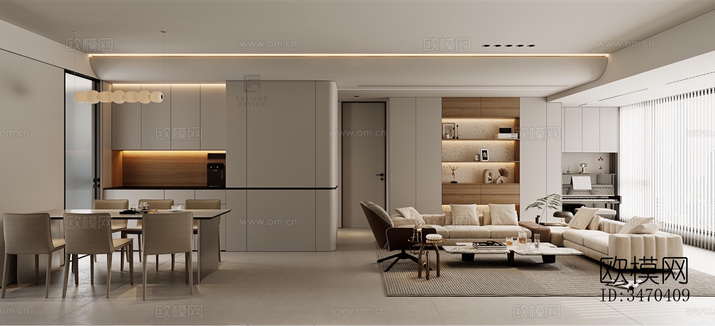 现代平层效果图下载（渲染图6）