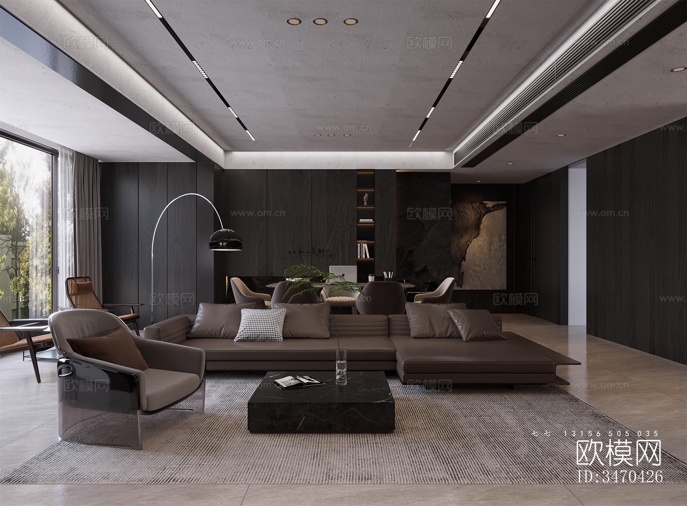 现代平层效果图下载（渲染图1）