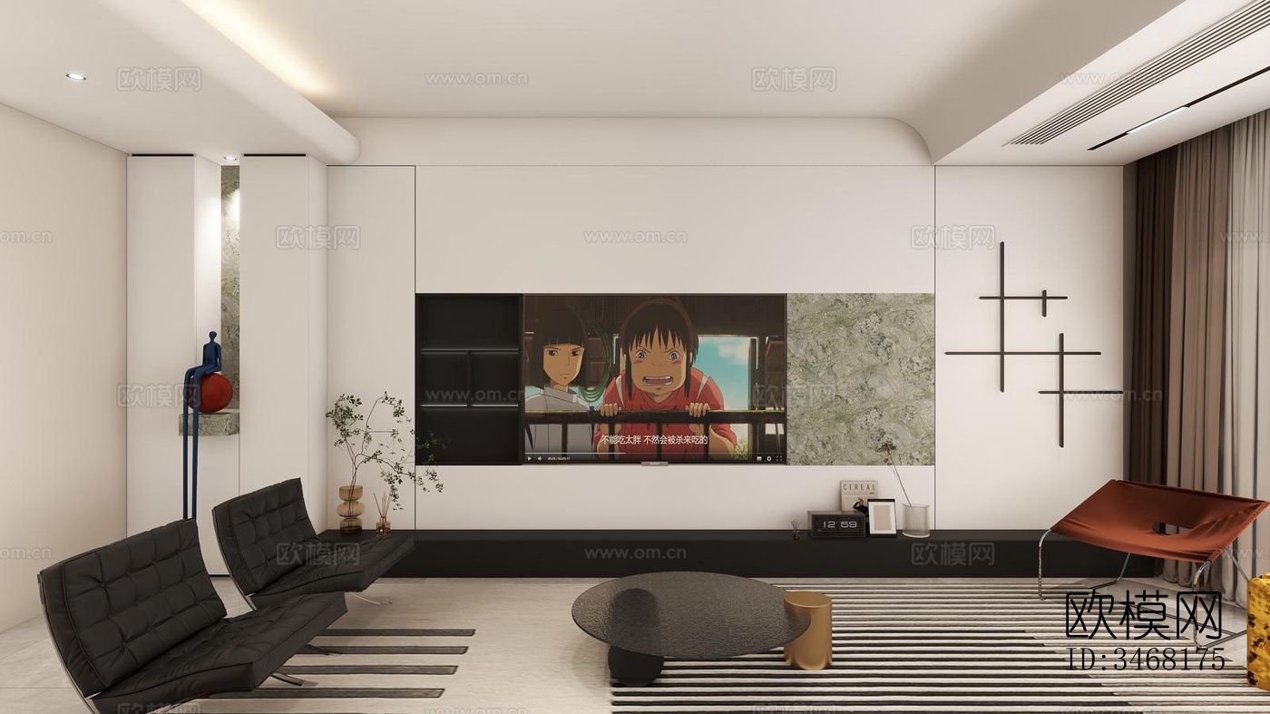 现代大平层效果图下载（渲染图11）