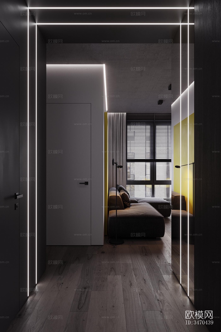 现代平层效果图下载（渲染图15）