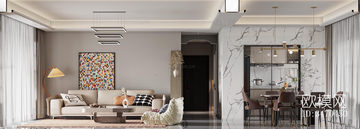 现代平层效果图下载（渲染图8）