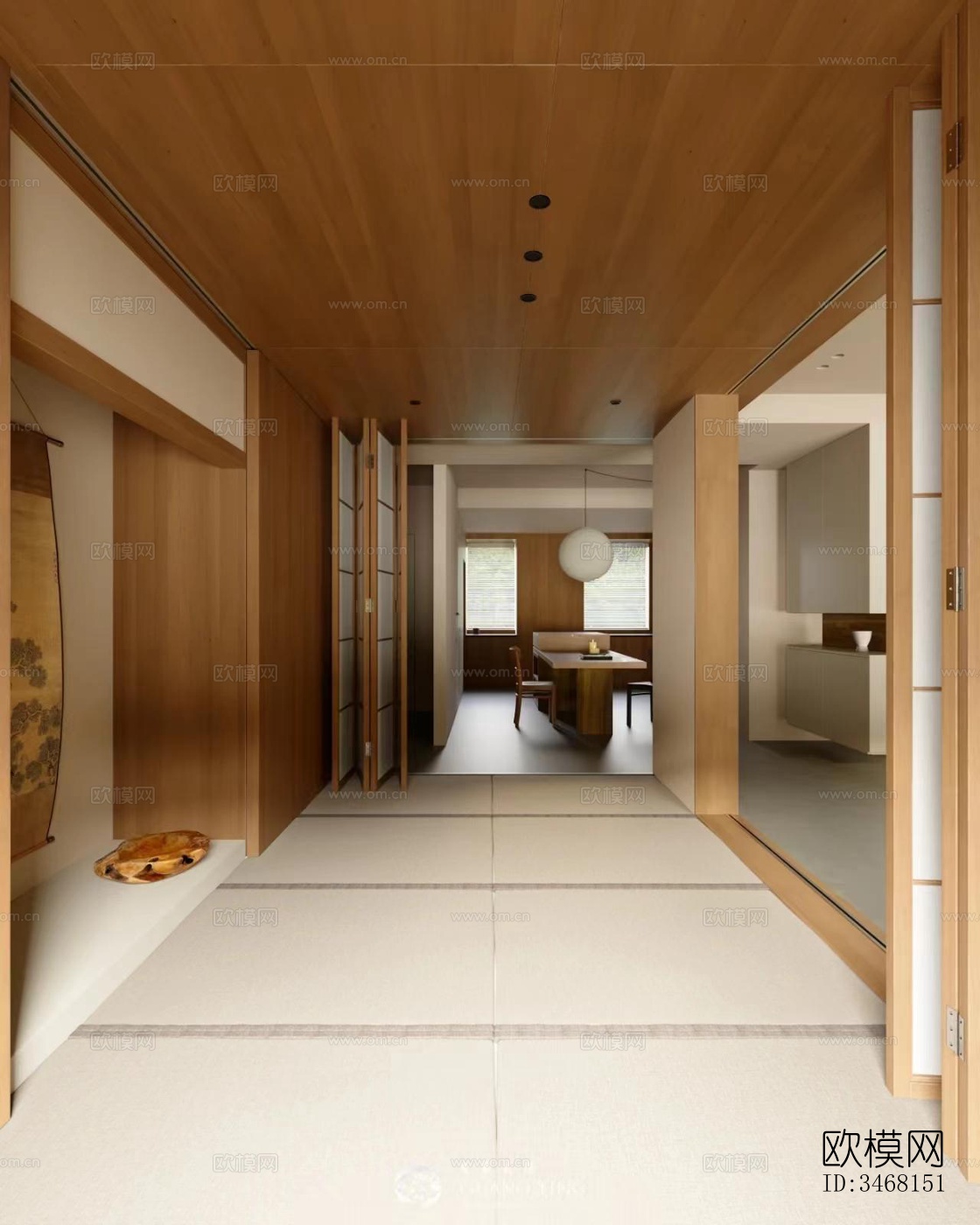 现代大平层效果图下载（渲染图2）