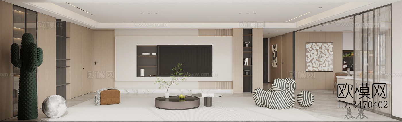 现代平层效果图下载（渲染图4）