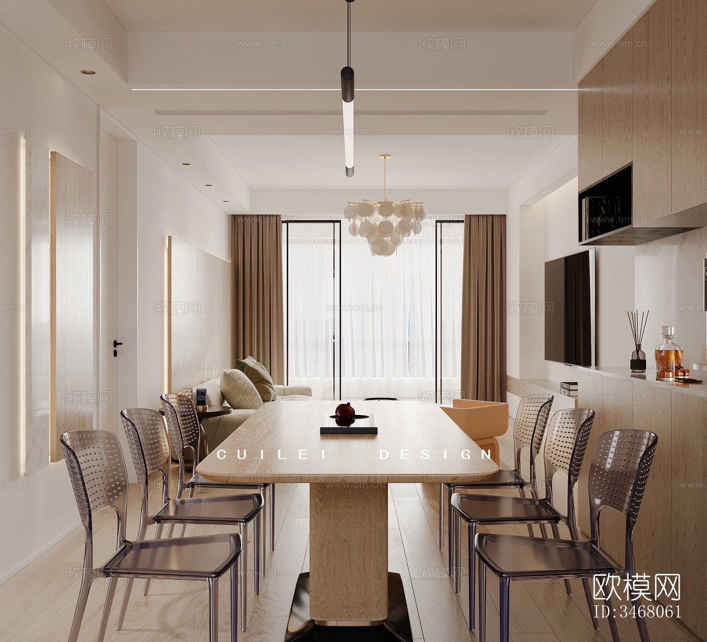 现代大平层效果图下载（渲染图7）