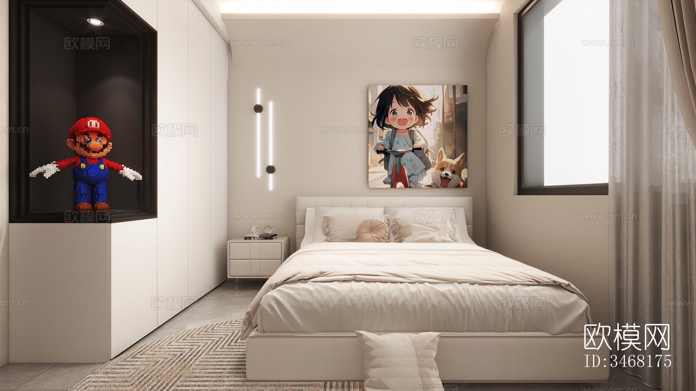 现代大平层效果图下载（渲染图2）