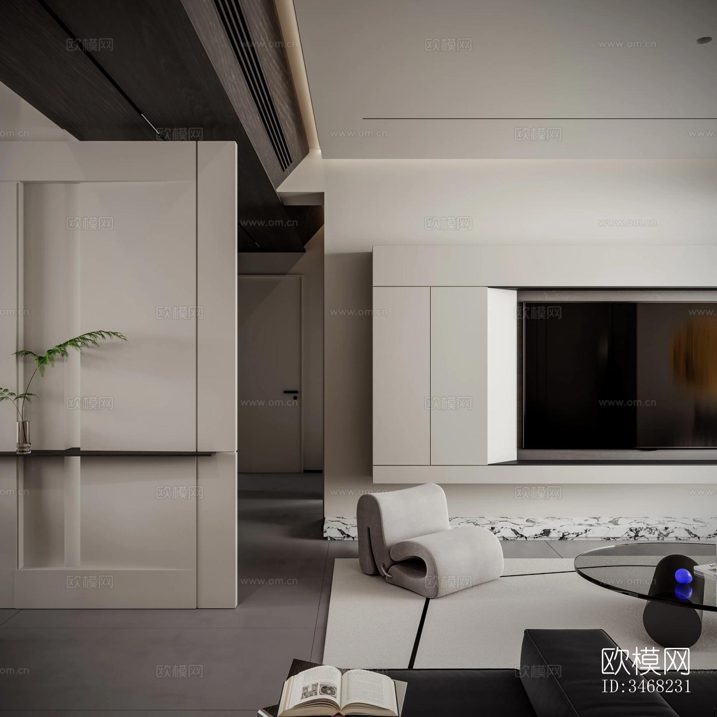 现代大平层效果图下载（渲染图7）