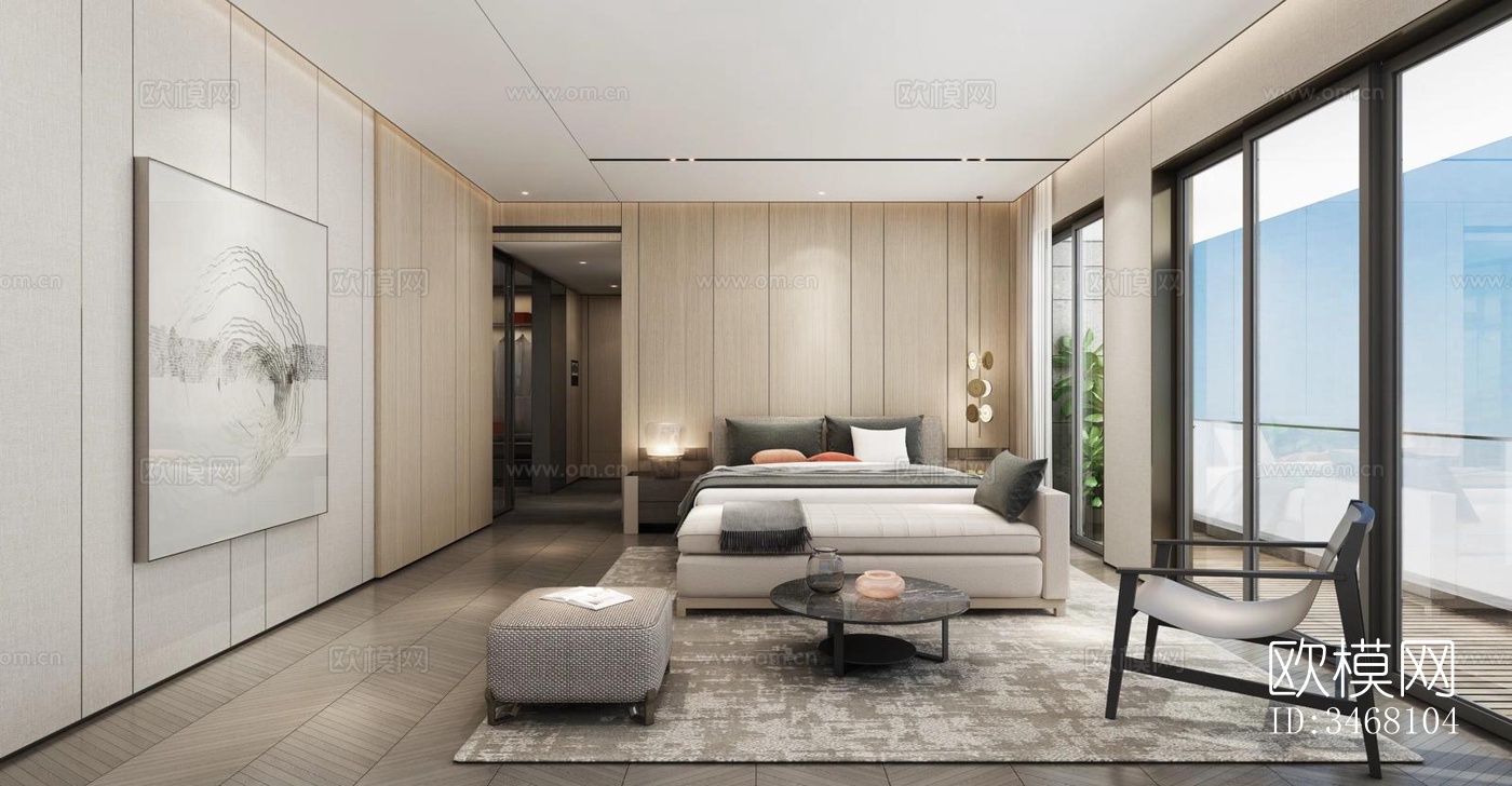 现代大平层效果图下载（渲染图4）