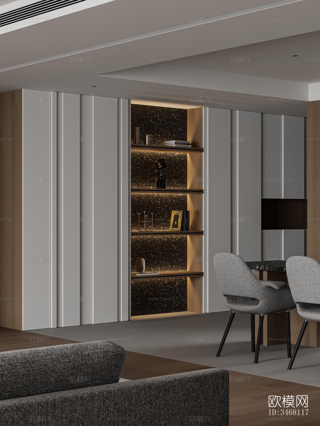 现代大平层效果图下载（渲染图9）