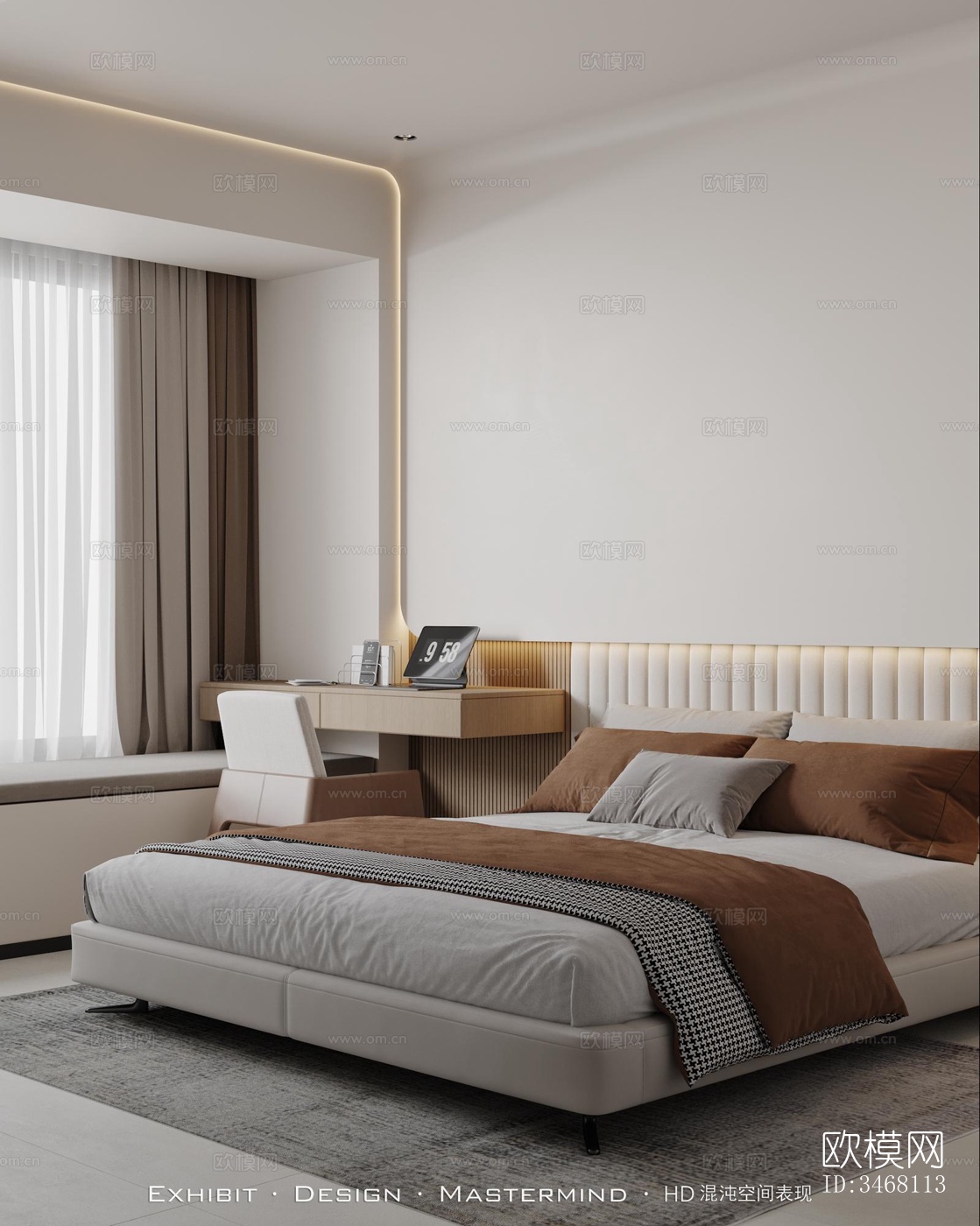 现代大平层效果图下载（渲染图2）