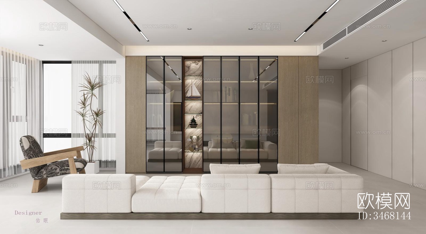 现代大平层效果图下载（渲染图5）