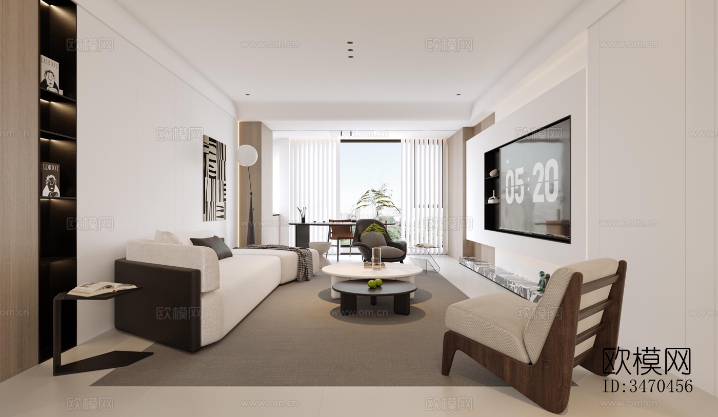 现代平层效果图下载（渲染图1）