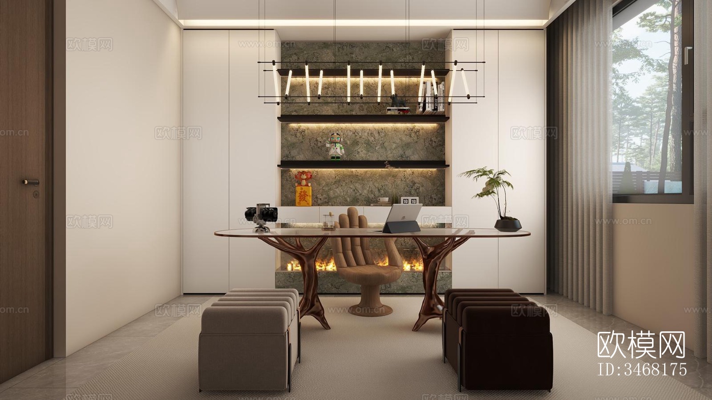 现代大平层效果图下载（渲染图13）