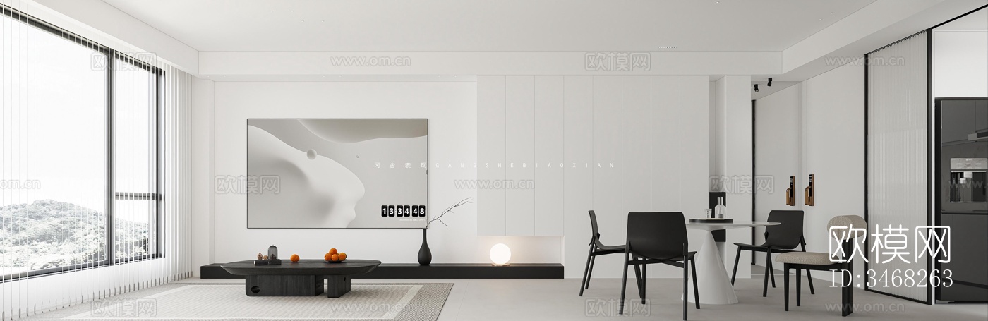 现代大平层效果图下载（渲染图8）