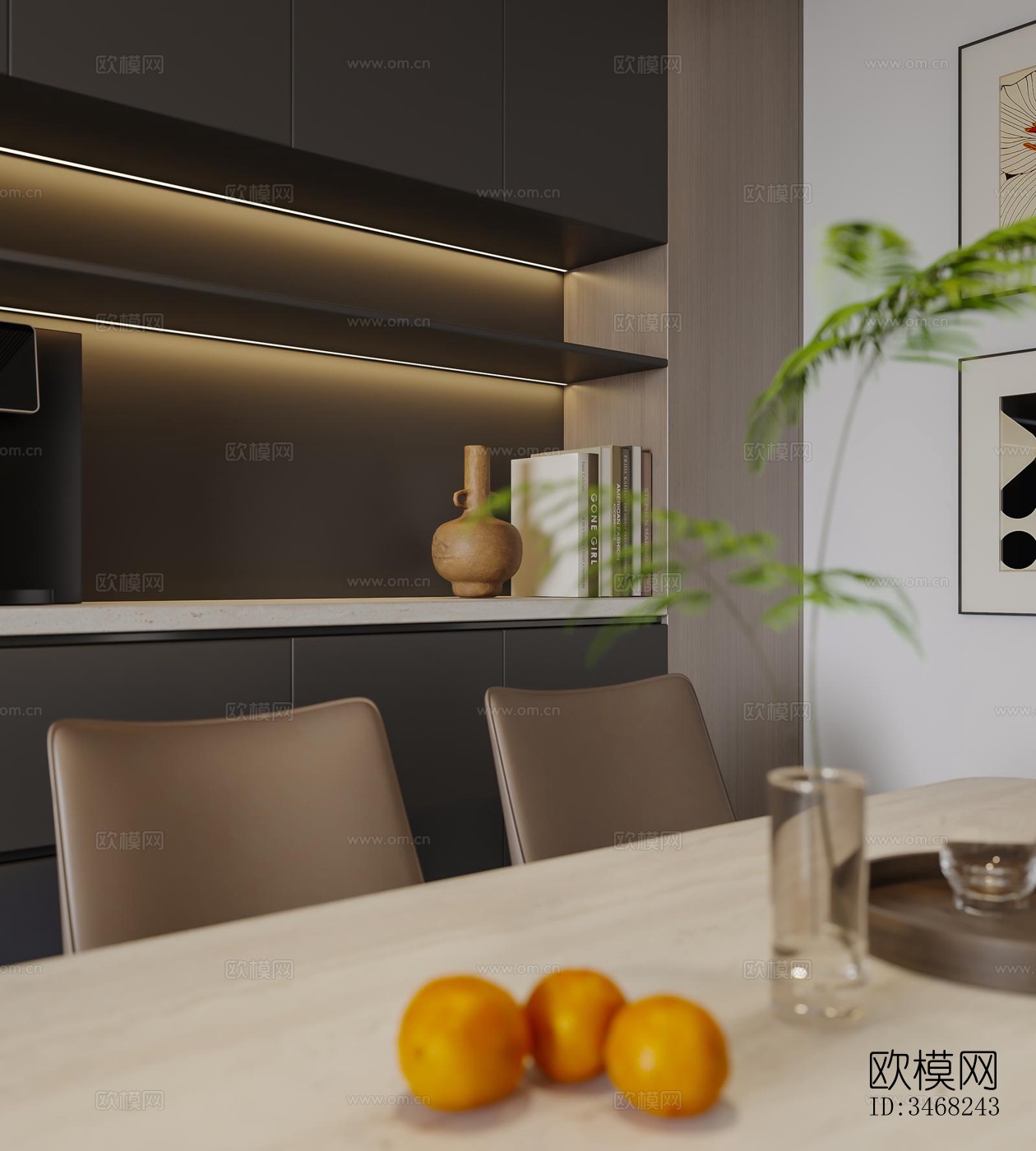 现代大平层效果图下载（渲染图7）