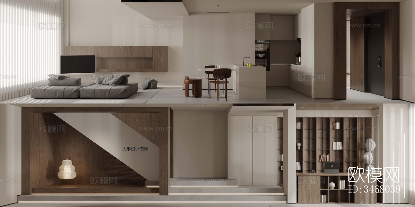 现代大平层效果图下载（渲染图11）