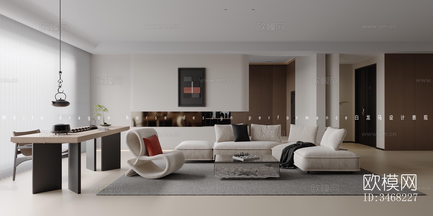 现代大平层效果图下载（渲染图13）