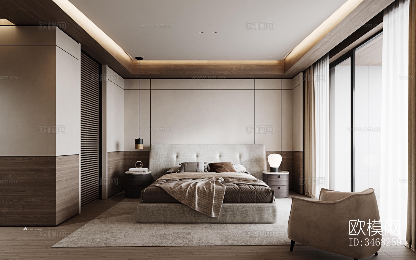 现代大平层效果图下载（渲染图11）