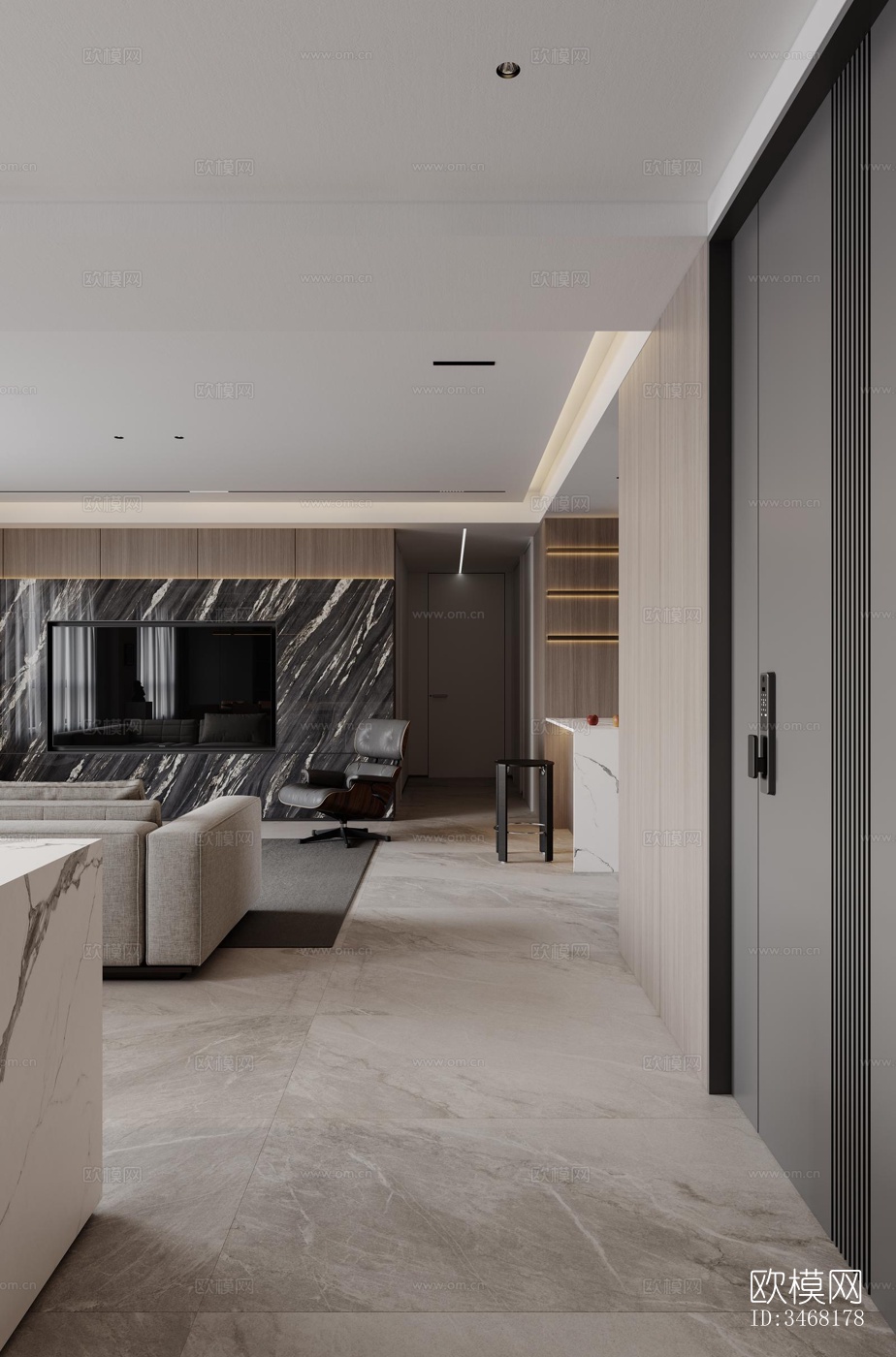 现代大平层效果图下载（渲染图11）