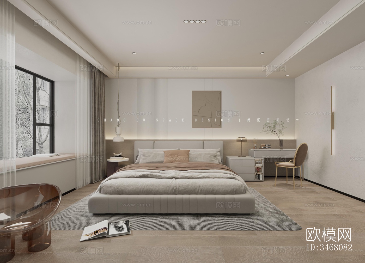 现代大平层效果图下载（渲染图3）