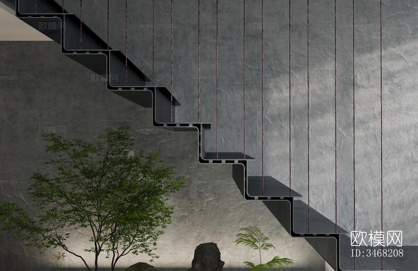 现代大平层效果图下载（渲染图6）