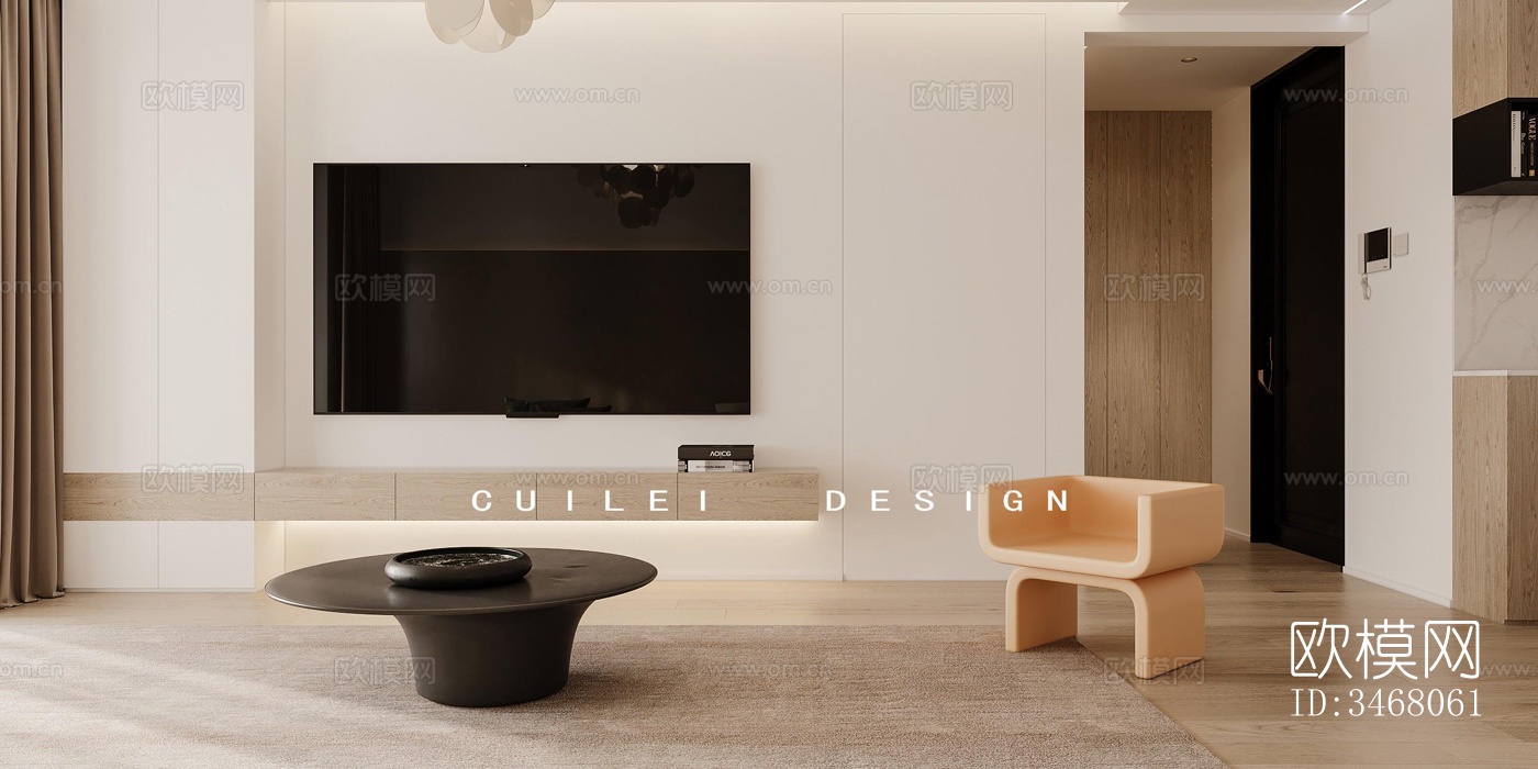 现代大平层效果图下载（渲染图10）