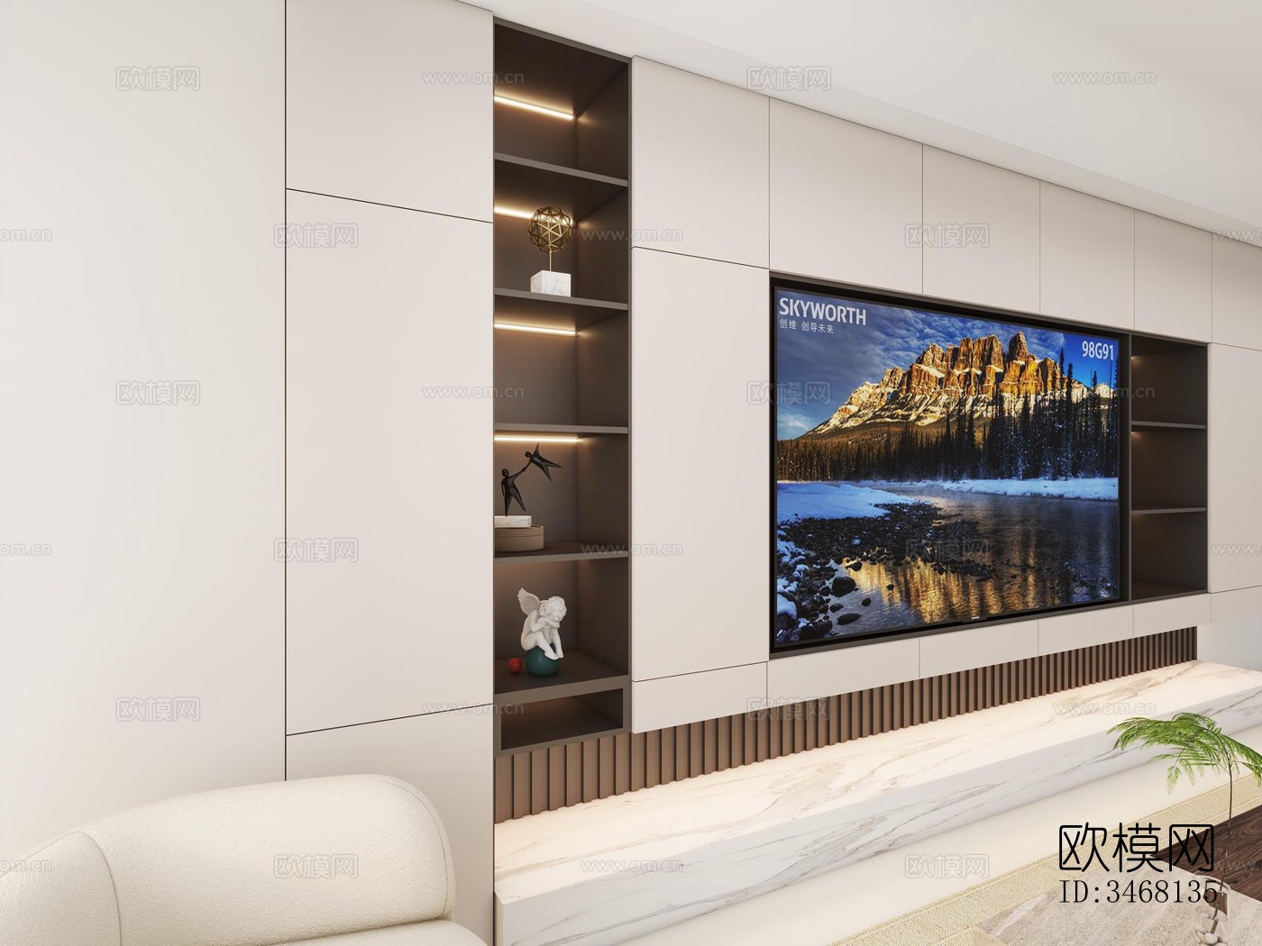 现代大平层效果图下载（渲染图4）