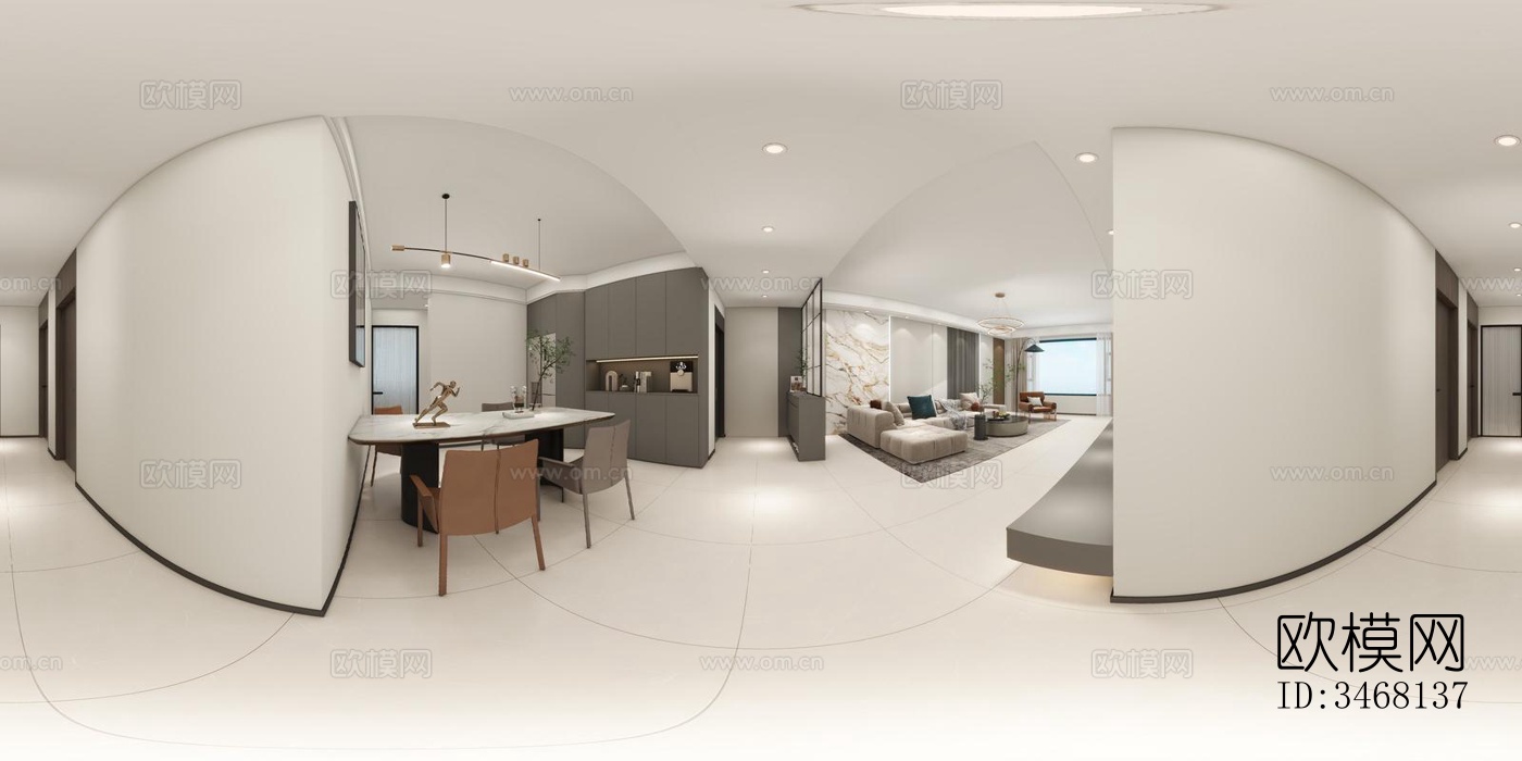 现代大平层效果图下载（渲染图5）