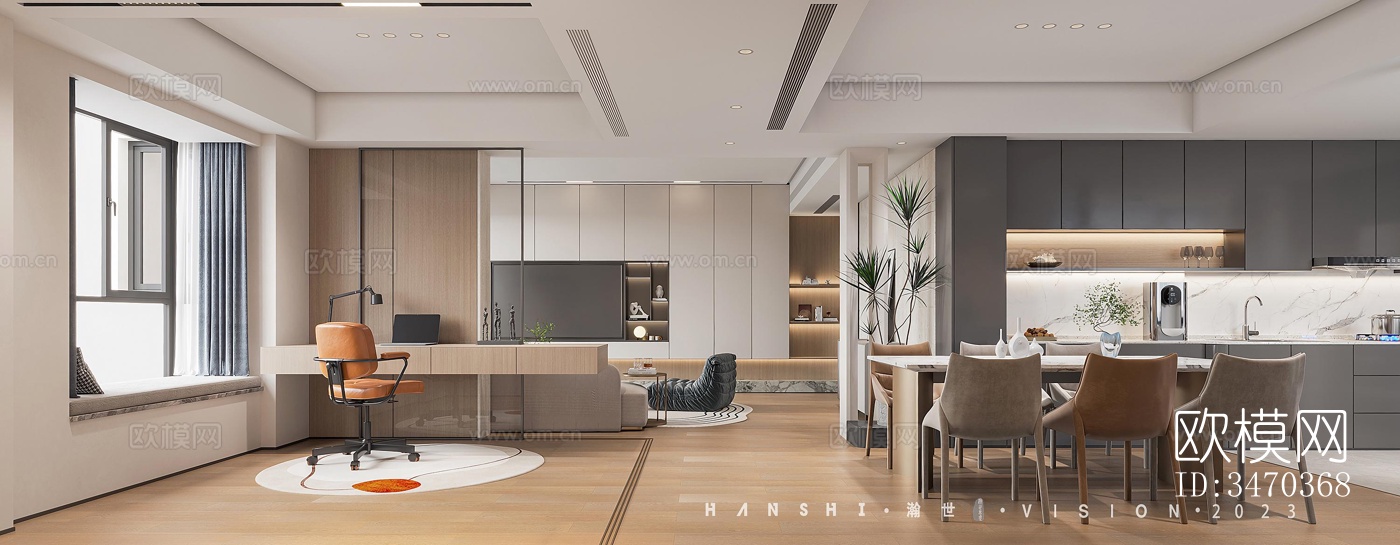 现代平层效果图下载（渲染图2）