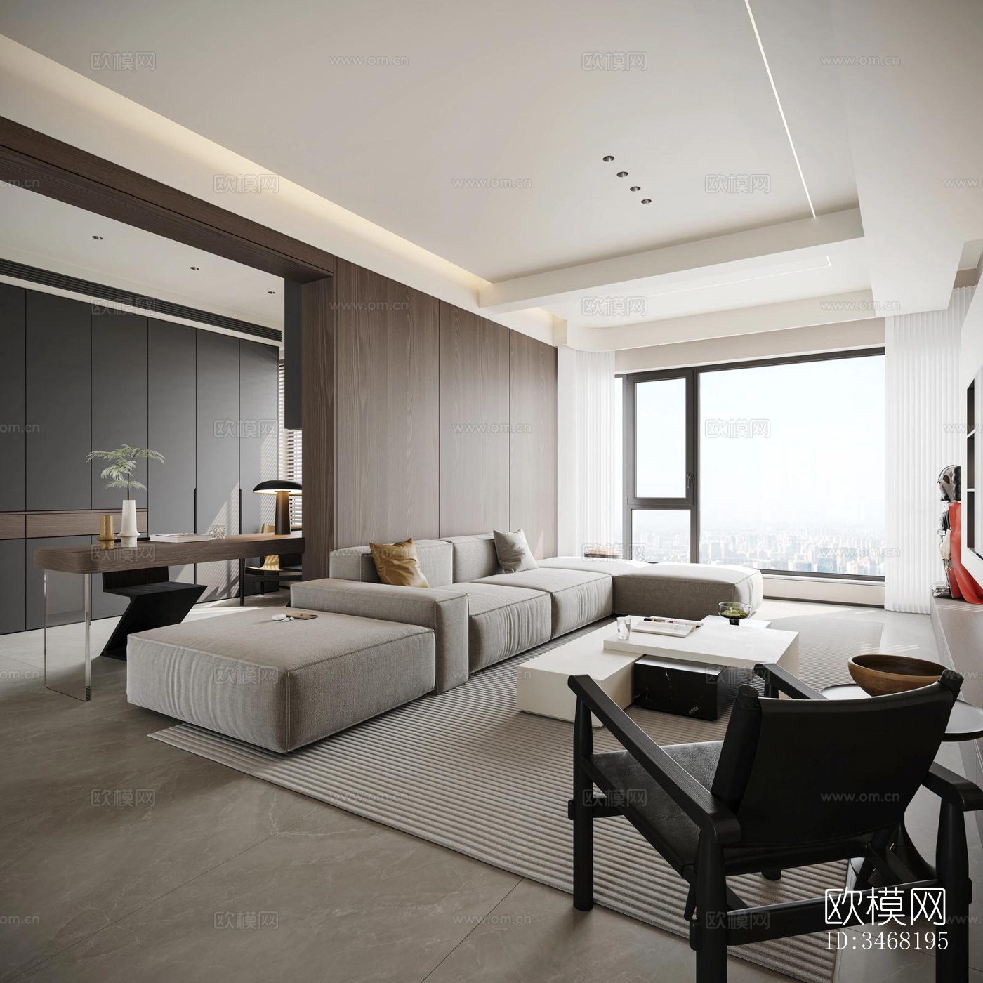 现代大平层效果图下载（渲染图12）