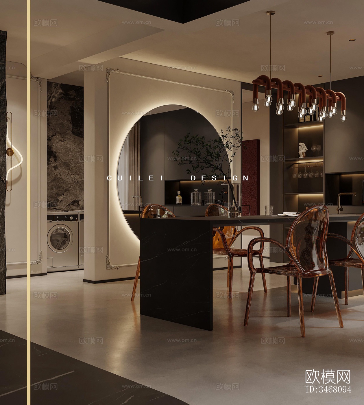 现代大平层效果图下载（渲染图7）