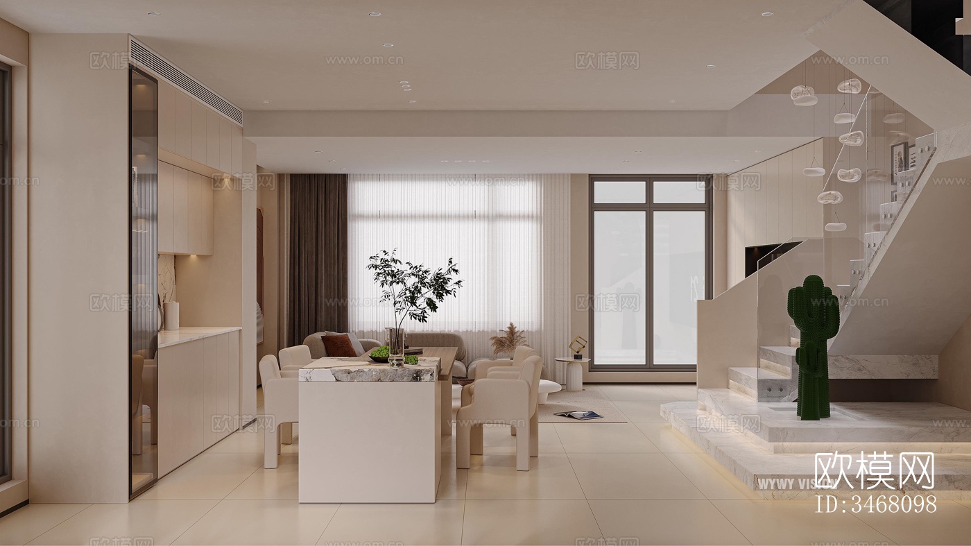 现代大平层效果图下载（渲染图5）