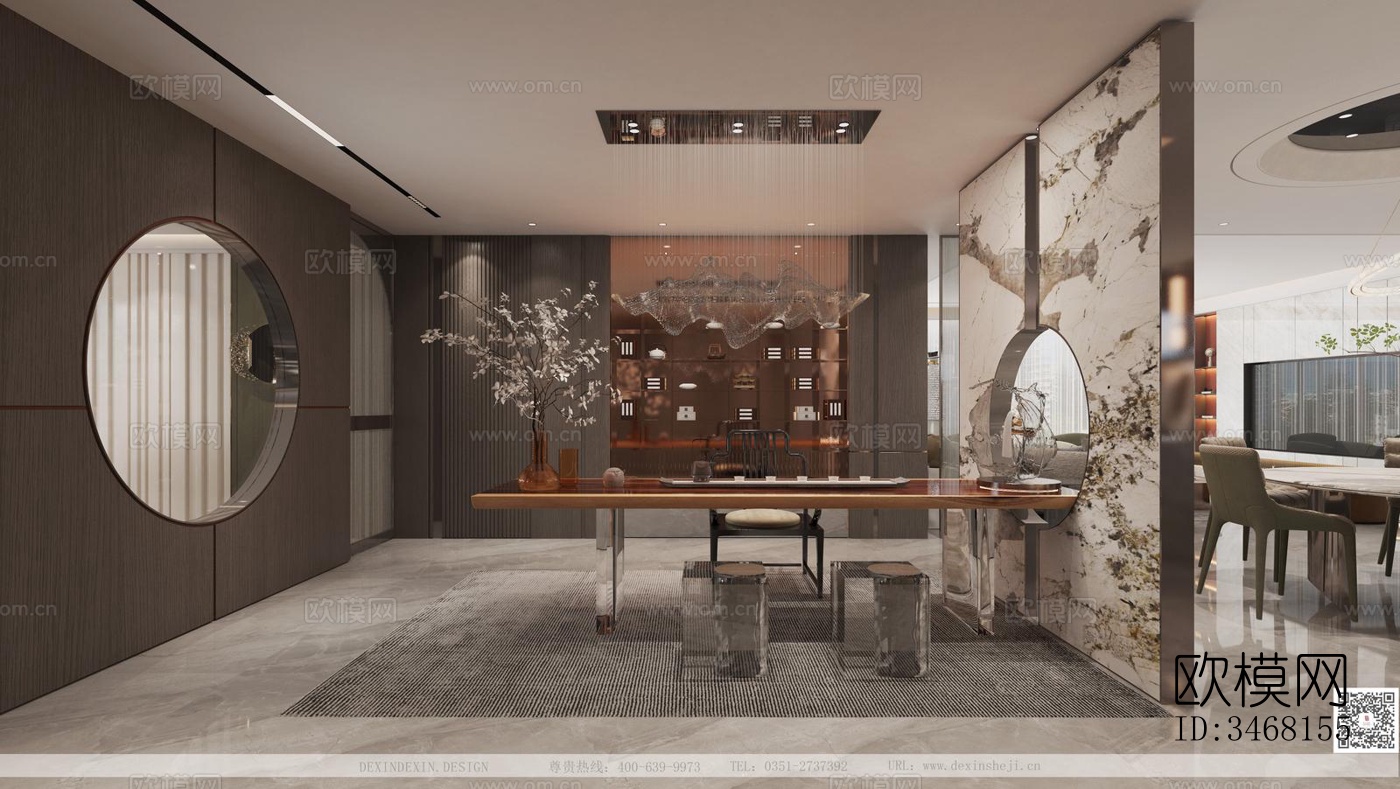 现代大平层效果图下载（渲染图9）