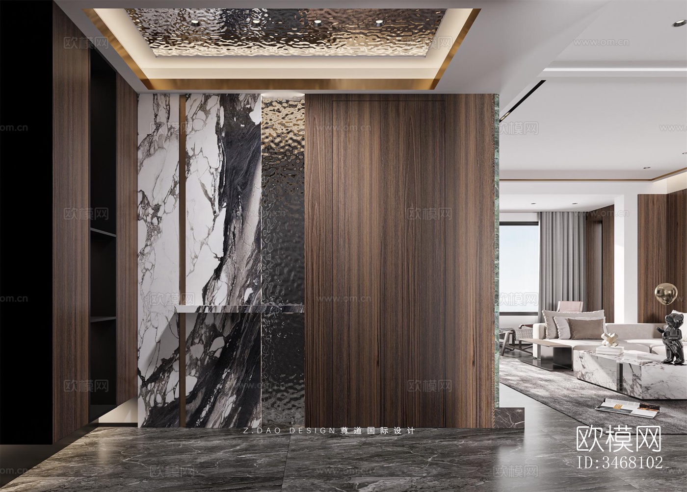 现代大平层效果图下载（渲染图2）