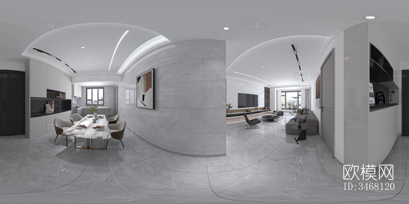 现代大平层效果图下载（渲染图4）