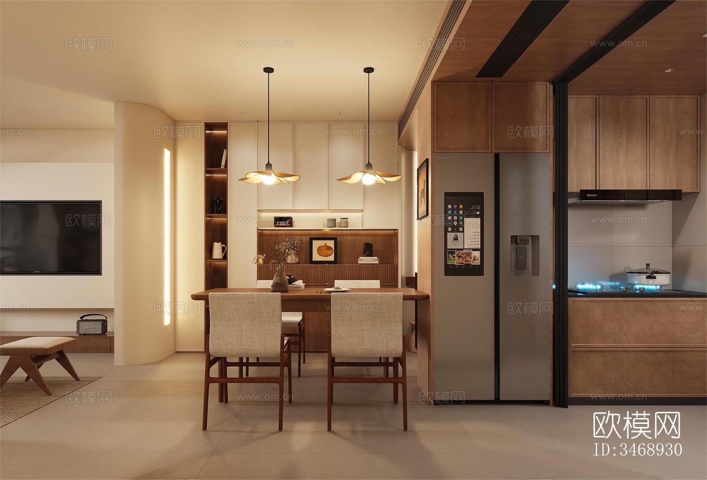 现代平层效果图下载（渲染图1）