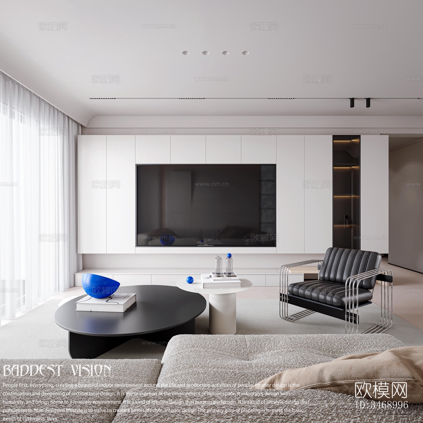 现代平层效果图下载（渲染图1）