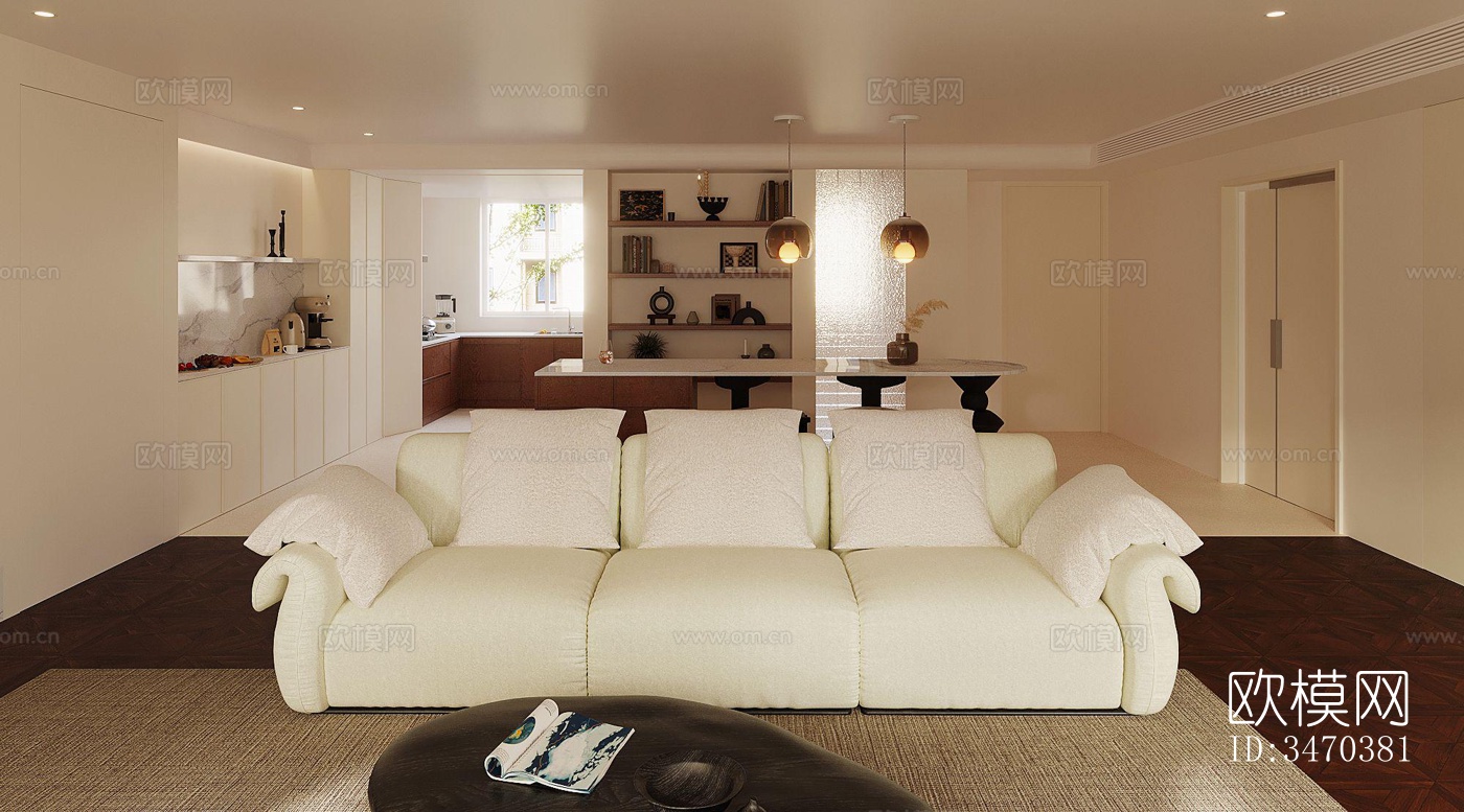 现代平层效果图下载（渲染图1）