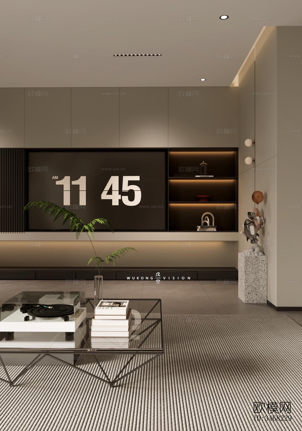 现代大平层效果图下载（渲染图8）