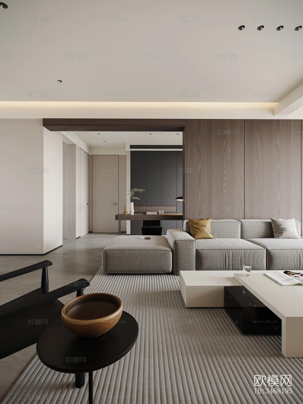 现代大平层效果图下载（渲染图7）