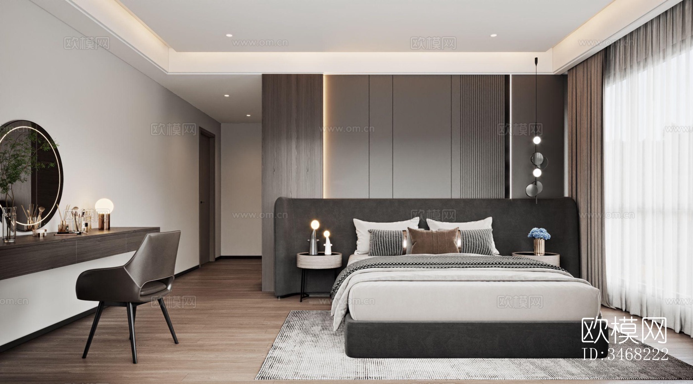 现代大平层效果图下载（渲染图6）