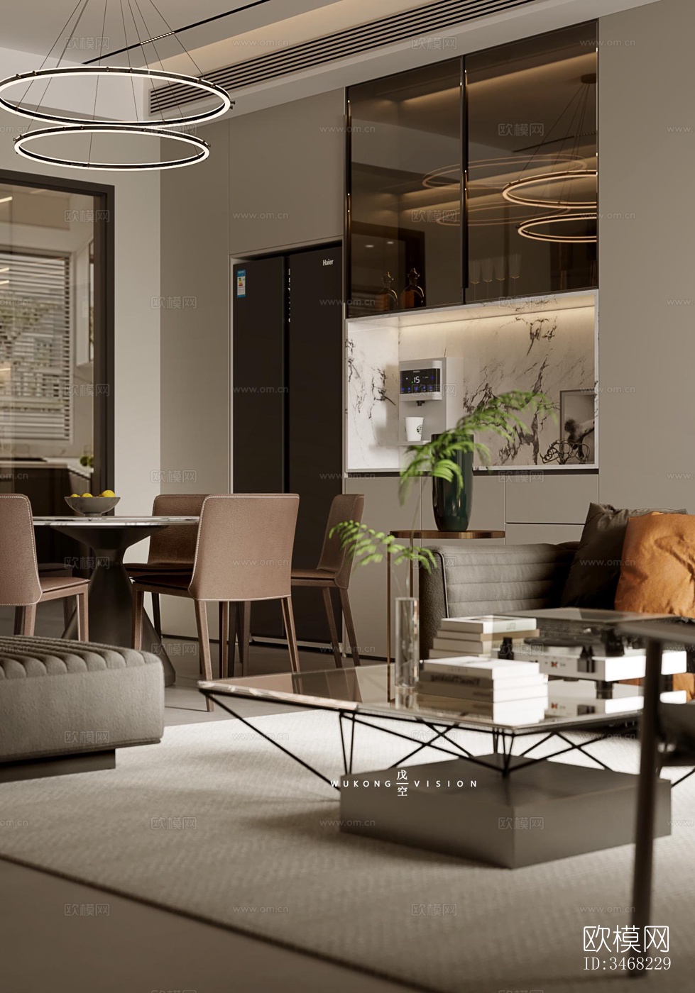 现代大平层效果图下载（渲染图6）