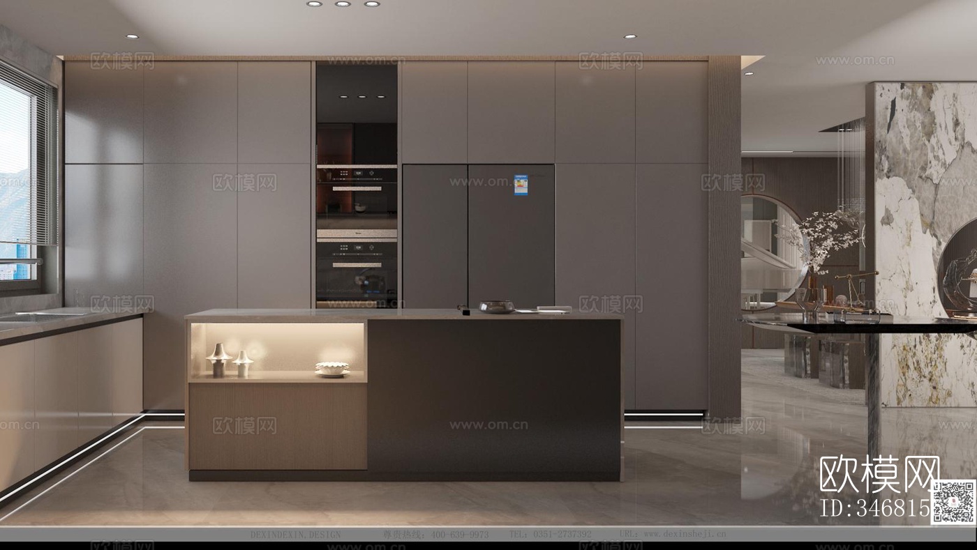 现代大平层效果图下载（渲染图1）