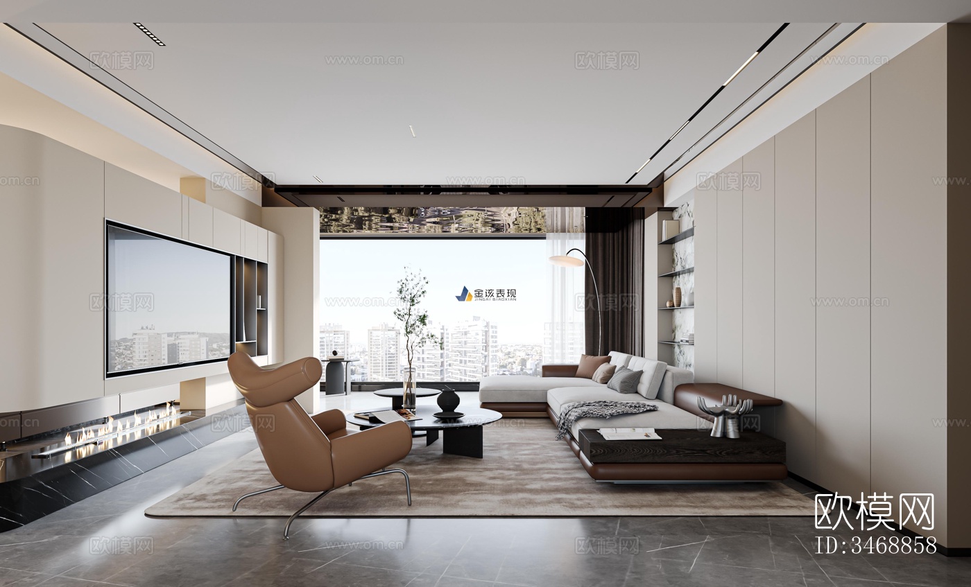 现代平层效果图下载（渲染图6）